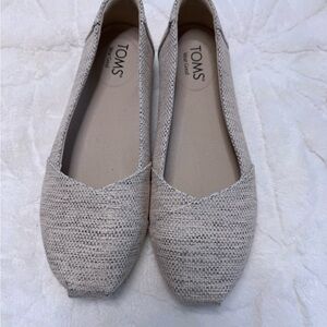 TOMS Beige/Tan Woven Canvas Slip-On Flats